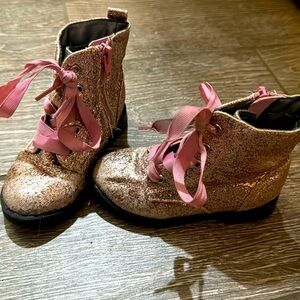 Size 7 girls toddler pink sparkle zip up boots shoes